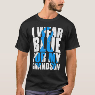 Grandma Grandpa I Wear Blue For My Grandson Autism T-Shirt