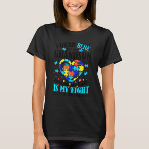 Grandma Grandpa I Wear Blue For My Grandson Autism T-Shirt