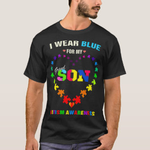 Grandma Grandpa I Wear Blue For My Grandson Autism T-Shirt