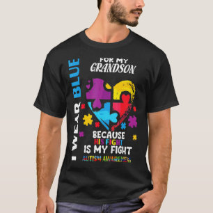 Grandma Grandpa I Wear Blue For My Grandson Autism T-Shirt