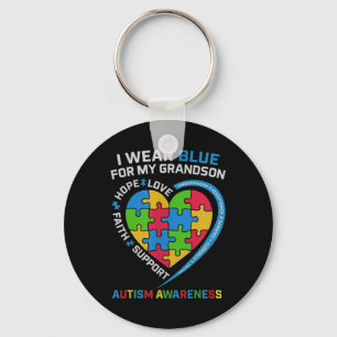 Grandma Grandpa I Wear Blue For My Grandson Key Ring