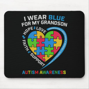Grandma Grandpa I Wear Blue For My Grandson Mouse Mat