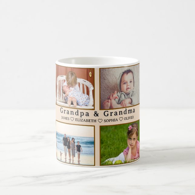 Grandma & Grandpa Mug – Custom 8 Photos & Names (Center)