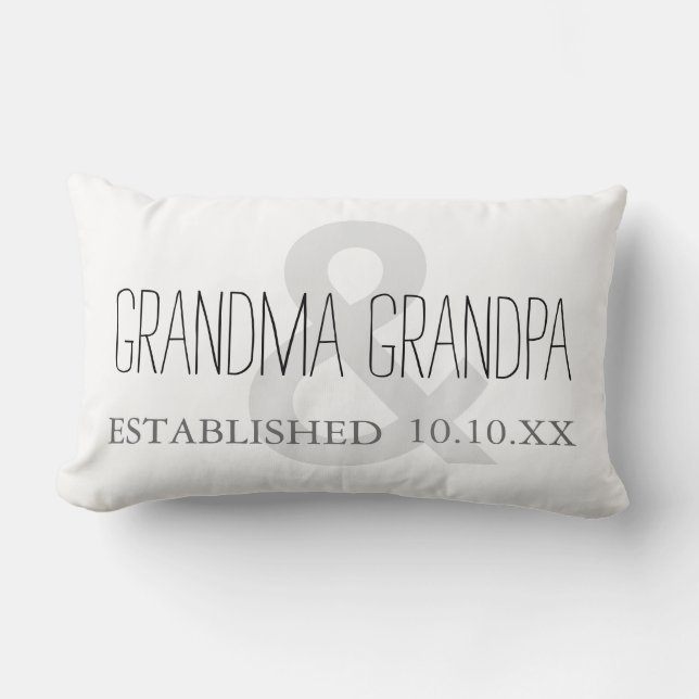GRANDMA & GRANDPA New Grandparent Custom Date Lumbar Cushion (Front)