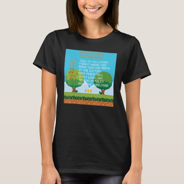 Grandma Grandpa Old People Senior Citizen Texting  T-Shirt (Front)