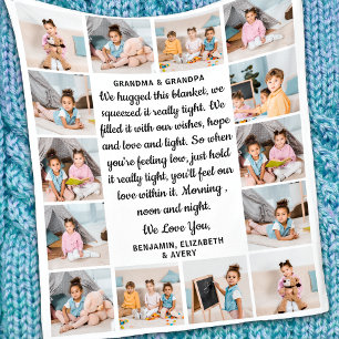 Grandma Grandpa Personalised 14 Photo Collage Fleece Blanket