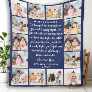 Grandma Grandpa Personalised 14 Photo Collage Poem Fleece Blanket