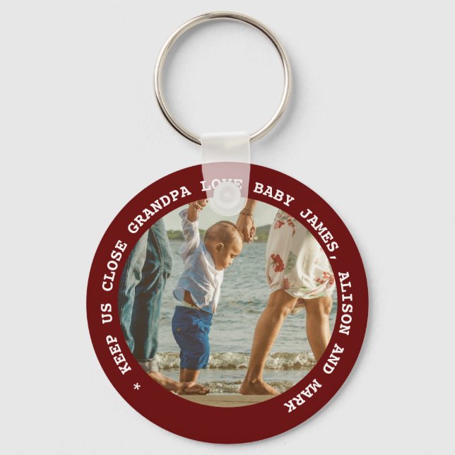 GRANDMA GRANDPA PHOTO FAMILY Gifts Under $4 Key Ring (Front)