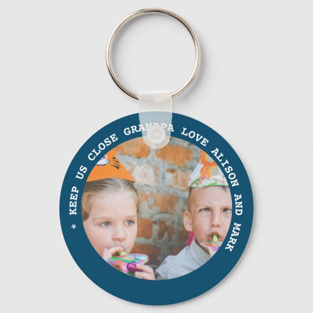 GRANDMA GRANDPA PHOTO GrandKIDS Gifts Under $4 Key Ring (Front)