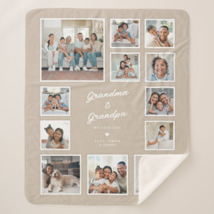 Grandma & Grandpa – We Love You Photo Collage Gift Sherpa Blanket