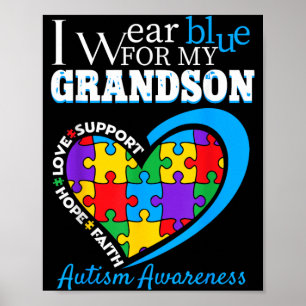 Grandma Grandpa Wear Blue For Grandson Au Poster