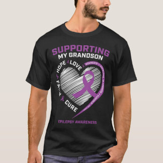 Grandma Grandpa Women Purple Men Grandson Epilepsy T-Shirt
