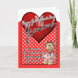 Grandma Grandparents Day Card - Red And White Polk