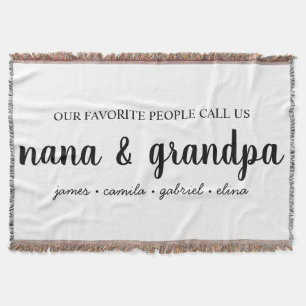 Grandma & Grandpa's Gift, Nana, Papa, Grandparents Throw Blanket
