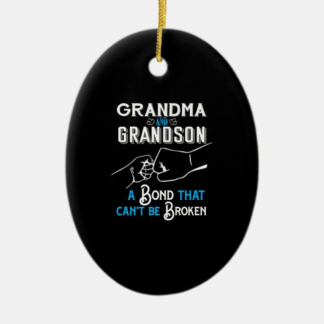 Grandma & Grandson Bond Premium Ceramic Tree Decoration (Front)