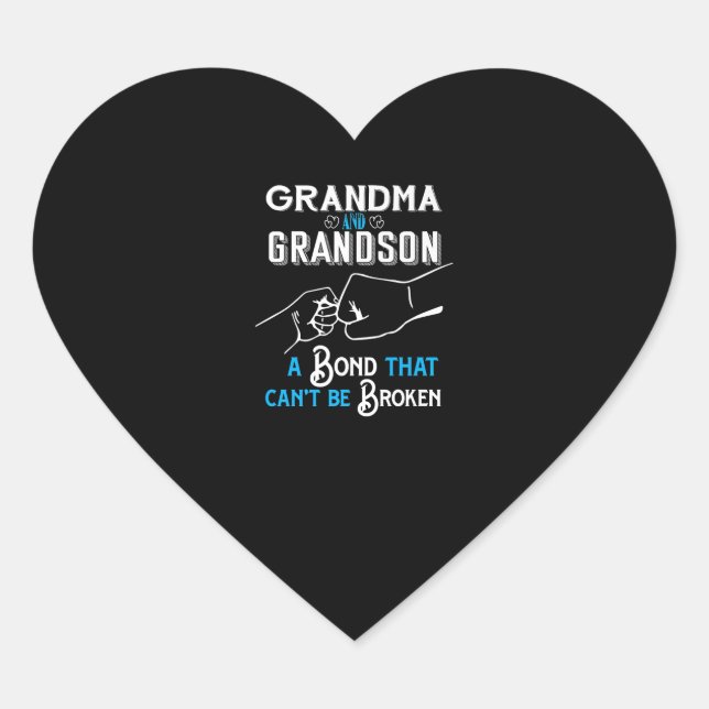 Grandma & Grandson Bond Premium Heart Sticker (Front)
