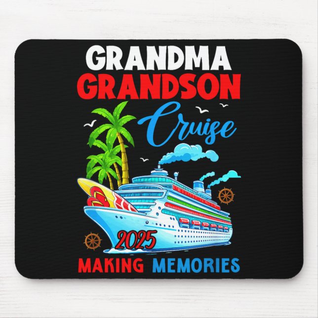 Grandma Grandson Cruise 2025 Memories Christmas Fa Mouse Mat (Front)