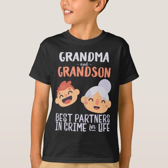 Grandma Grandson Partners In Crime Grandmother T-Shirt (Front)