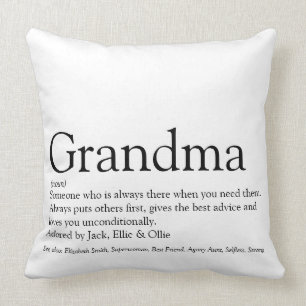 Grandma, Granny Definition Black and White Large Cushion
