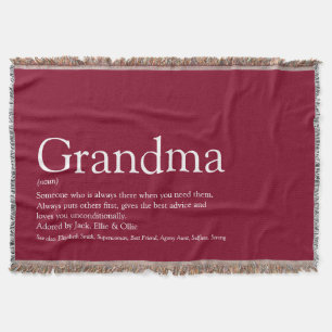 Grandma Granny Definition Burgundy Modern Fun Throw Blanket