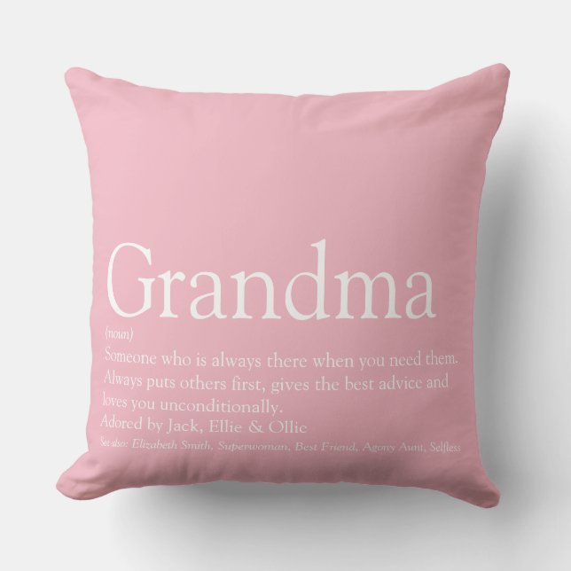 Grandma Granny Definition Saying Pink Large Cushion (Front)