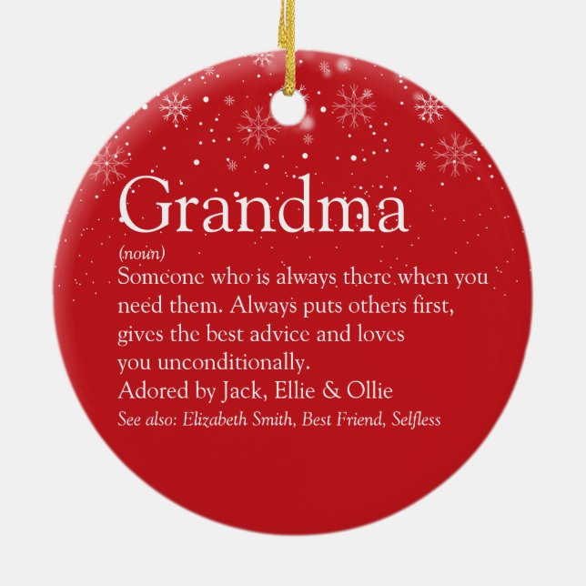 Grandma Granny Nana Definition Photo Ceramic Tree Decoration (Back)