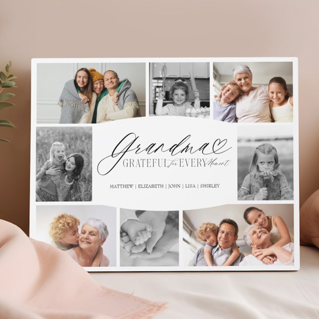 Grandma Grateful for Every Moment Photo Collage Plaque (Grandma Grateful for Every Moment Photo Collage Plaque)