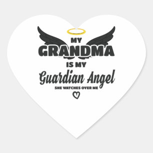 Grandma Guardian Angel Watches Over Me In Memory Heart Sticker