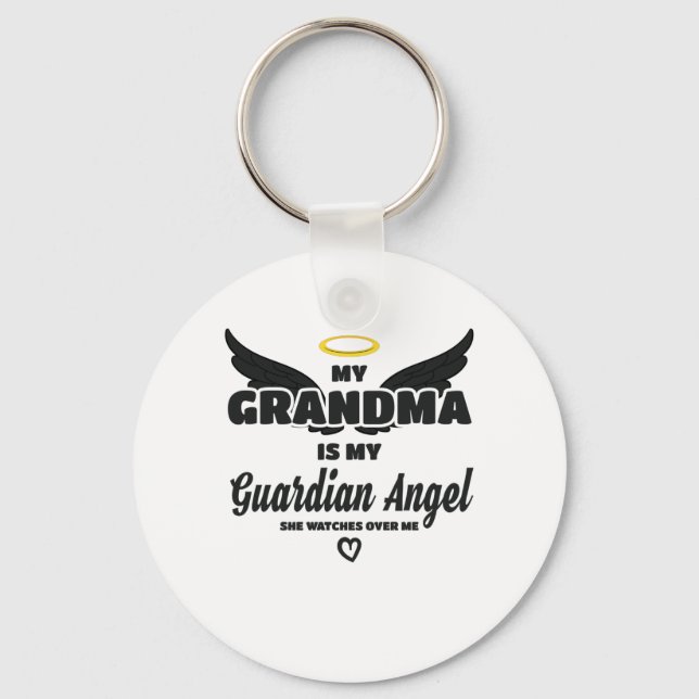 Grandma Guardian Angel Watches Over Me In Memory Key Ring (Front)