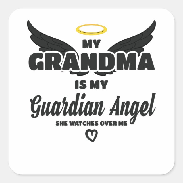 Grandma Guardian Angel Watches Over Me In Memory Square Sticker (Front)