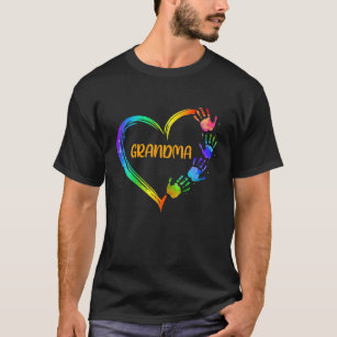 Grandma Heart Hand Rainbow Grandma Gift T-Shirt