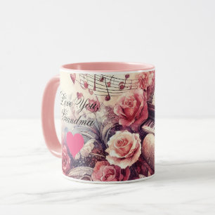 Grandma Hearts Love Piano Music Mug
