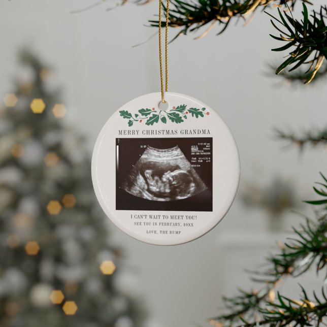 Grandma Holiday Christmas Pregnancy Ultrasound Ceramic Tree Decoration (Merry Christmas Grandma Sonogram Ornament)