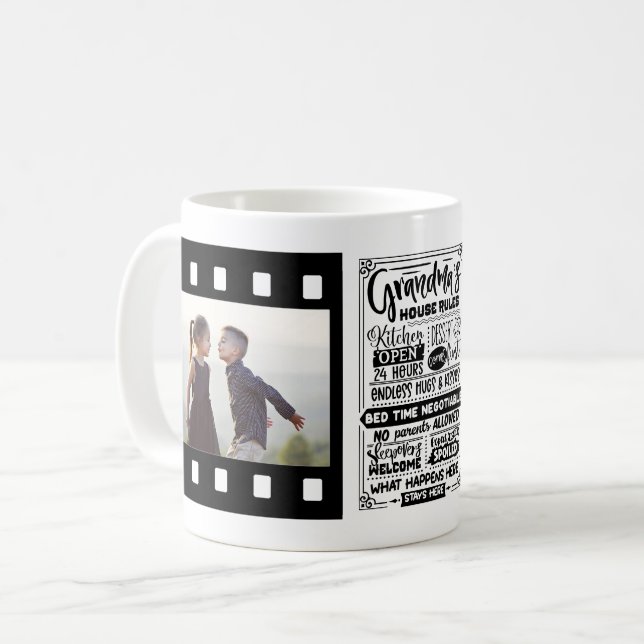 Grandma House Rules Photo Template Coffee Mug (Front Left)