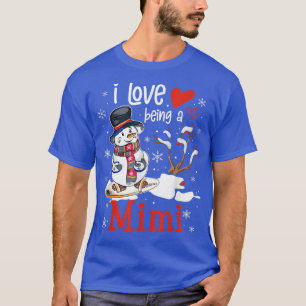 Grandma I Love Being A Mimi Snowman Family Christm T-Shirt
