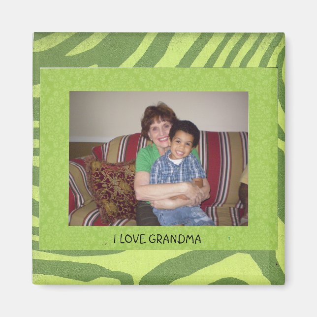GRANDMA: "I Love Grandma" Photo Frame Magnet (Front)
