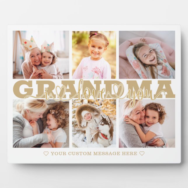 GRANDMA I Love You 6 Photo Collage Gold 8x10 Plaque (Front)