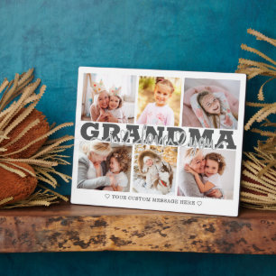GRANDMA I Love You 6 Photo Collage Gray 8x10 Plaque
