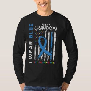 Grandma I Wear Blue For My Grandson Autism Awarene T-Shirt