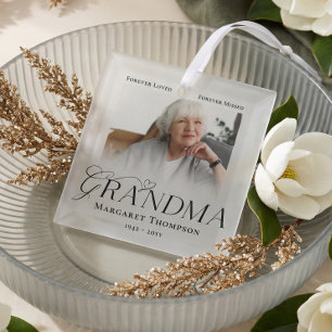 Grandma In Loving Memory Memorial Photo Keepsake Glass Tree Decoration