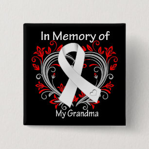 Grandma - In Memory Lung Cancer Heart 15 Cm Square Badge