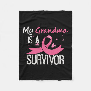 Grandma Is A Survivor Breast Cancer Awareness Fleece Blanket