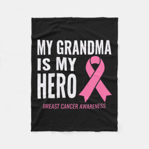 Grandma Is My Hero - Breast Cancer Support Fleece Blanket