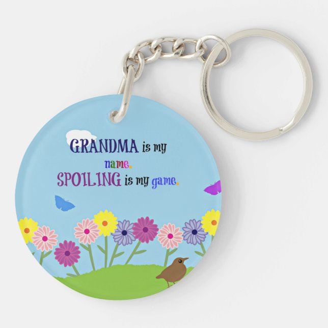 Grandma is my name. Spoiling is my game. Key Ring (Back)