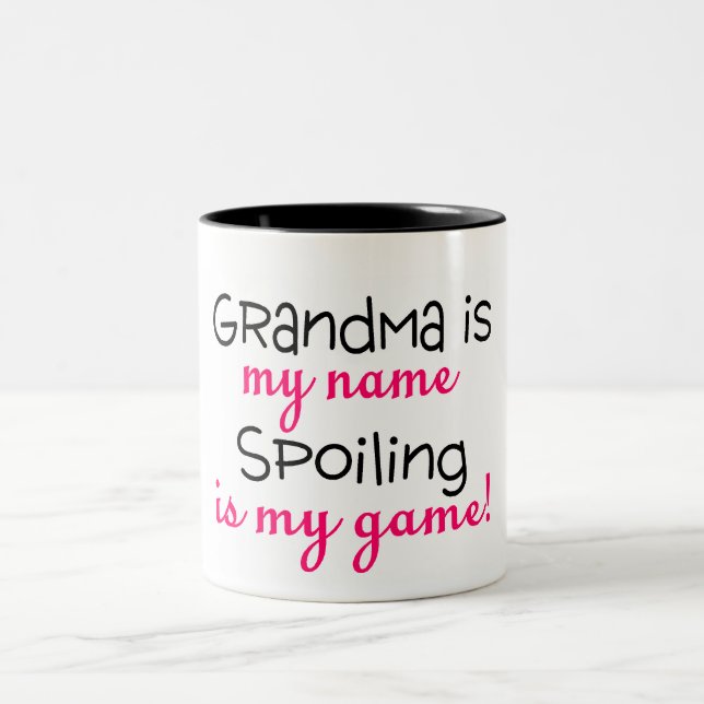 Grandma Is My Name Spoiling Is My Game Two-Tone Coffee Mug (Center)