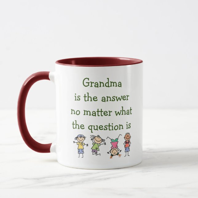Grandma is the Answer Fun Kids Mug (Left)