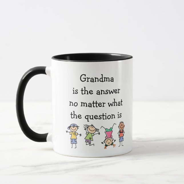 Grandma is the Answer Fun Kids Quote Mug (Left)