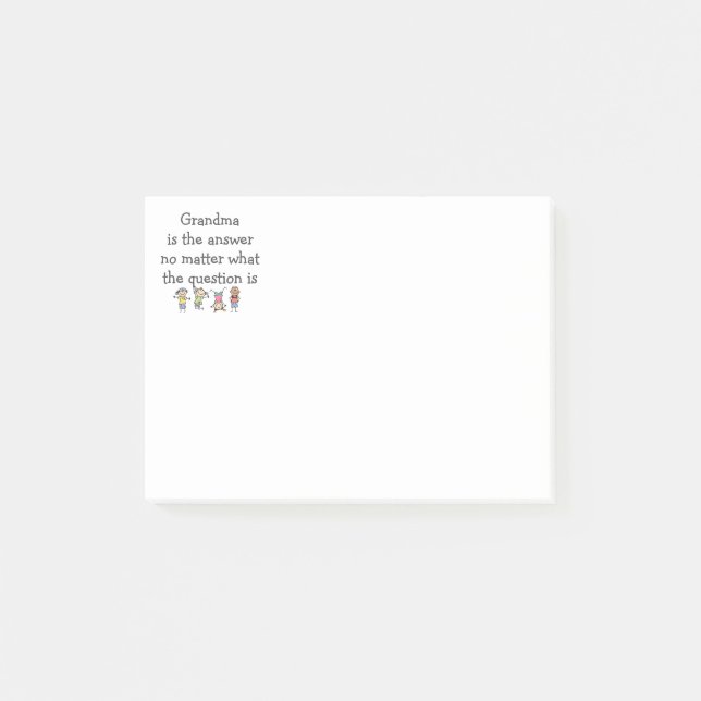 Grandma is the Answer Fun Kids Quote Post-it Notes (Front)