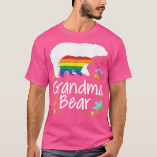 Grandma LGBT Bear Gay Lesbian Pride Rainbow Floral T-Shirt