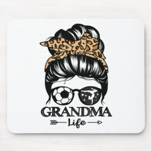 Grandma Life Messy Bun Hair Funny Soccer Gymnastic Mouse Mat